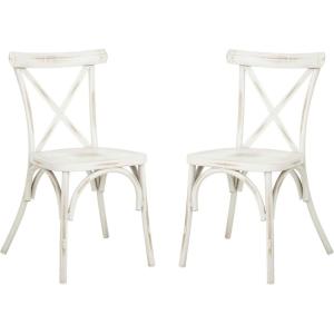 SAFAVIEH Outdoor Collection Elia Distressed White Stackable Chair (Set of 2)