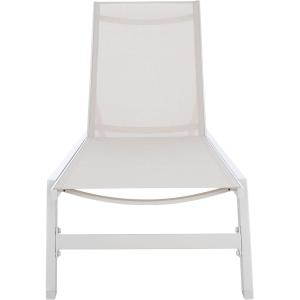 SAFAVIEH Outdoor Collection Fionne Silver/Grey Texline Adjustable Chaise Lounge Chair (PAT9038B)(Silver/Beige)