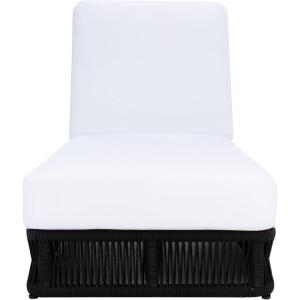 SAFAVIEH Outdoor Collection Gillian Tan Rope/White Cushion Chaise Lounge Chair (PAT7527A)(Black / White)