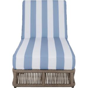 SAFAVIEH Outdoor Collection Gillian Tan Rope/White Cushion Chaise Lounge Chair (PAT7527A)(Heather Tan/Baby Blue Stripe)