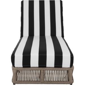 SAFAVIEH Outdoor Collection Gillian Tan Rope/White Cushion Chaise Lounge Chair (PAT7527A)(Heather Tan/Black Striped)