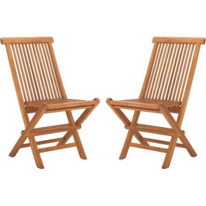 SAFAVIEH Outdoor Collection Holly Natural Solid Wood Teak Folding Chair (Fully Assembled)