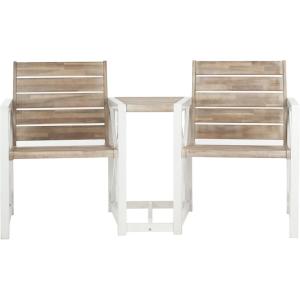SAFAVIEH Outdoor Collection Jovanna White and Ash Grey Two Seat Bench(White / Oak)