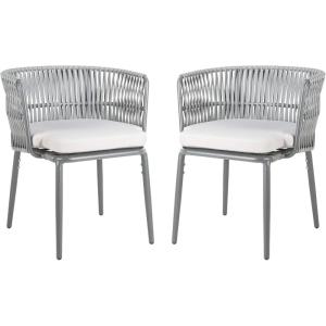 SAFAVIEH Outdoor Collection Kiyan Grey Rope Chair (Set of 2)