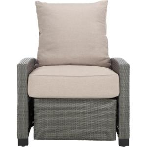 SAFAVIEH Outdoor Collection Landon Natural/White Patio Recliner Chair with Cushion(Grey/Light Grey)