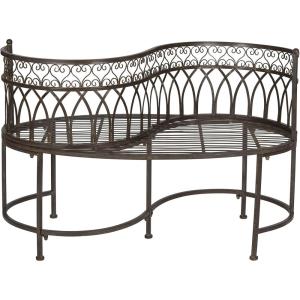 SAFAVIEH Outdoor Collection Lara Victorian Rustic Brown Iron Kissing Bench(Rustic Brown)
