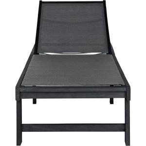SAFAVIEH Outdoor Collection Manteca Brown Solid Wood/White Texline Fabric Adjustable Chaise Lounge Chair (PAT6708A)(Dark Slate Gray / Black)