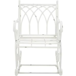 SAFAVIEH Outdoor Collection Medrano Victorian Rustic Brown Wrought Iron Rocking Chair(Antique White)