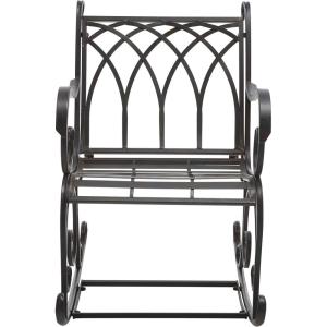 SAFAVIEH Outdoor Collection Medrano Victorian Rustic Brown Wrought Iron Rocking Chair(Black Rust)