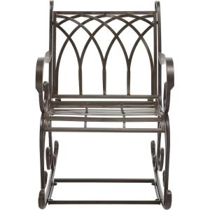 SAFAVIEH Outdoor Collection Medrano Victorian Rustic Brown Wrought Iron Rocking Chair(Rustic Brown)