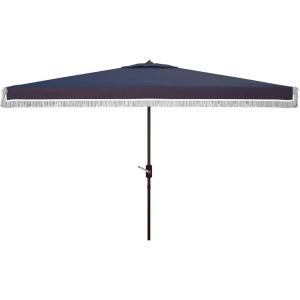 SAFAVIEH Outdoor Collection Milan Yellow 7 x 10 Ft Rectangular Auto Tilt UV Protected Umbrella(Navy/White)
