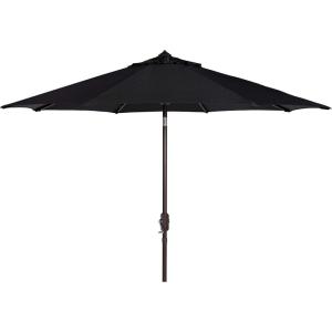 SAFAVIEH Outdoor Collection Ortega Auto Tilt Crank Umbrella(Black)