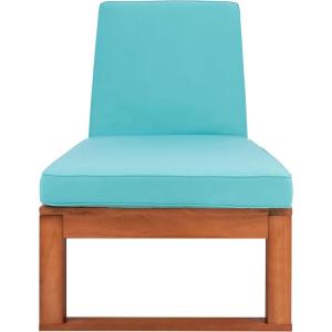 SAFAVIEH Outdoor Collection Solano Natural Brown Solid Wood/Black Cushion Patio Adjustable Chaise Lounge Chair (PAT7024F)(Natural/Aqua)