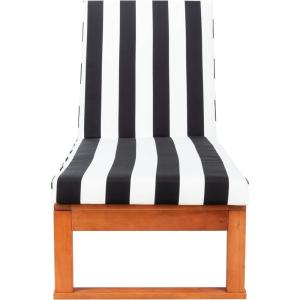 SAFAVIEH Outdoor Collection Solano Natural Brown Solid Wood/Black Cushion Patio Adjustable Chaise Lounge Chair (PAT7024F)(Natural/Black Stripe)