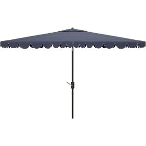SAFAVIEH Outdoor Collection Venice Grey 7 x 10 Ft Rectangular Auto Tilt UV Protected Umbrella(Navy/White)