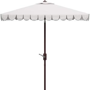 SAFAVIEH Outdoor Collection Venice Yellow 7.5 Ft Square Auto Tilt UV Protected Umbrella(Ivory/Black)