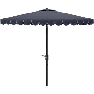 SAFAVIEH Outdoor Collection Venice Yellow 7.5 Ft Square Auto Tilt UV Protected Umbrella(Navy/White)