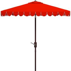 SAFAVIEH Outdoor Collection Venice Yellow 7.5 Ft Square Auto Tilt UV Protected Umbrella(Red)