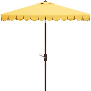 SAFAVIEH Outdoor Collection Venice Yellow 7.5 Ft Square Auto Tilt UV Protected Umbrella(Yellow)