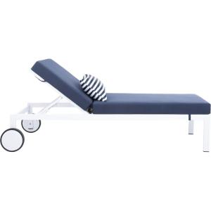 SAFAVIEH Outdoor Collection Yves Nautical Navy/White Adjustable Chaise Lounge Chair with Striped Pillow (PAT4042A)