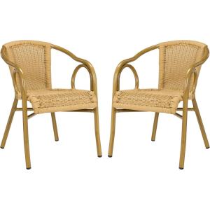 SAFAVIEH Outdoor Living Collection Dagny Wicker Arm Chairs(Natural)