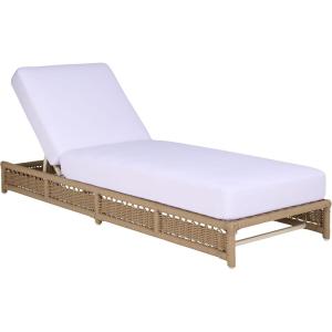 SAFAVIEH Outdoor Patio Furniture Collection – Callan Black Rope & White Cushion Lounger, Fully Assembled Outdoor Chaise, Modern Low-Profile Design (PAT7546B)(Tan/White)