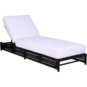 SAFAVIEH Outdoor Patio Furniture Collection – Callan Black Rope & White Cushion Lounger, Fully Assembled Outdoor Chaise, Modern Low-Profile Design (PAT7546B)(Black/White)