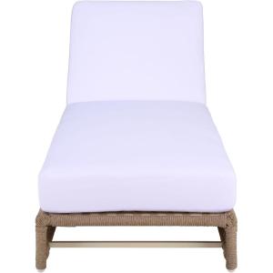 SAFAVIEH Outdoor Patio Furniture Collection – Callan Heather Tan Rope & White Cushion Lounger, Fully Assembled Outdoor Chaise, Modern Low-Profile Design (PAT7547A)(Heather Tan/White)