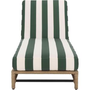 SAFAVIEH Outdoor Patio Furniture Collection – Callan Heather Tan Rope & White Cushion Lounger, Fully Assembled Outdoor Chaise, Modern Low-Profile Design (PAT7547A)(Heather Tan/Hunter Green Stripe)