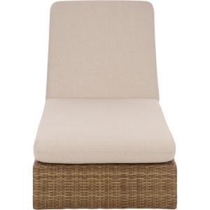 SAFAVIEH Outdoor Patio Furniture Collection – Emma Natural & Taupe Cushion Lounger, Adjustable Rattan Outdoor Reclining Chaise (PAT7562A)(Natural/Taupe)