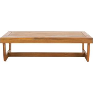 SAFAVIEH Outdoor Patio Furniture Collection Lynn Natural Brown Slatted Top Solid Wood Coffee Table (PAT7330A)