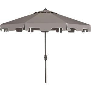SAFAVIEH Outdoor Zimmerman UV Protected 11-ft Round Market Umbrella(Gray)