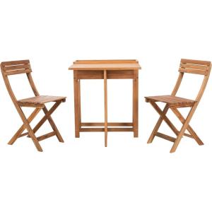 SAFAVIEH PAT7046A Outdoor Collection Walten Natural Flower Shelf 3-Piece Bistro Set(Natural)