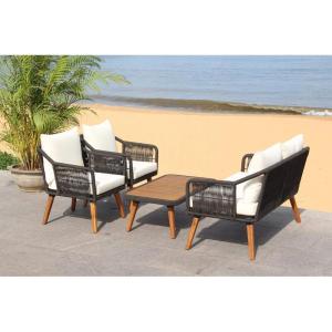 SAFAVIEH PAT7049A Collection Raldin Rope Natural(Black / Beige)