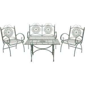 Safavieh 4 Piece Outdoor Collection Sophie Patio Set(Antique Dark Green)