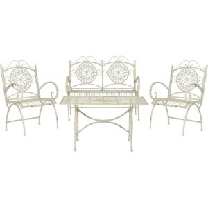 Safavieh 4 Piece Outdoor Collection Sophie Patio Set(Antique White)