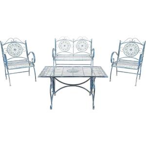 Safavieh 4 Piece Outdoor Collection Sophie Patio Set(Mossy Blue)