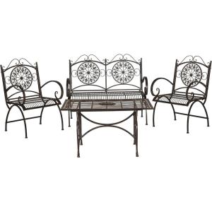 Safavieh 4 Piece Outdoor Collection Sophie Patio Set(Rustic Brown)