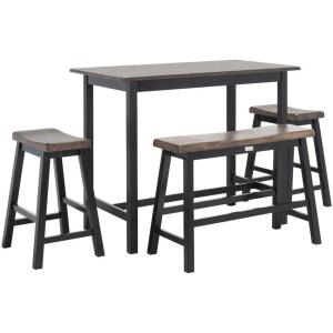 Safavieh American Homes Collection Galway Dark Espresso Oak 4-Piece Pub Set(Black / Brown)