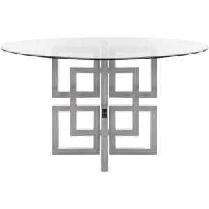 Safavieh Couture Home Harlan Chrome Stainless Steel and Glass Top Round Dining Table