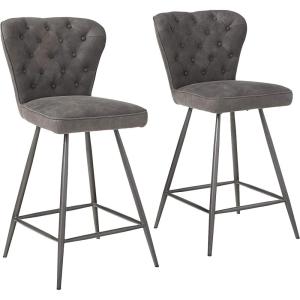 Safavieh FOX1702C-SET2 American Homes Collection Ashby Modern Tufted Swivel Counter Stool, 26″, Grey/Black(Grey)