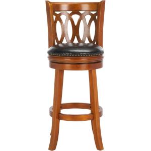 Safavieh Home Collection Baldwin Dark Oak and Black Leather Swivel 29-inch Bar Stool