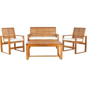Safavieh Home Collection Hailey Outdoor Living Acacia Patio Set, Brown, 4-Piece