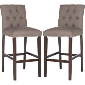 Safavieh Home Collection Norah Beige and Espresso Barstool (Set of 2)(Dark Taupe)