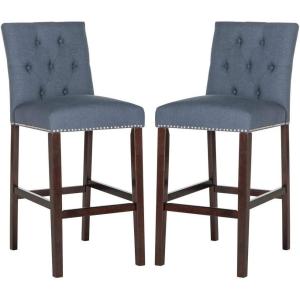 Safavieh Home Collection Norah Beige and Espresso Barstool (Set of 2)(Navy)
