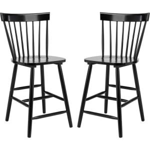 Safavieh Home Collection Providence Spindle Back White Counter 24-inch Stool (Set of 2)(Black)