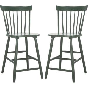 Safavieh Home Collection Providence Spindle Back White Counter 24-inch Stool (Set of 2)(Garden Green)