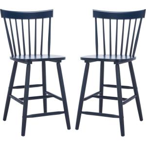 Safavieh Home Collection Providence Spindle Back White Counter 24-inch Stool (Set of 2)(Navy)