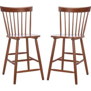 Safavieh Home Collection Providence Spindle Back White Counter 24-inch Stool (Set of 2)(Walnut)