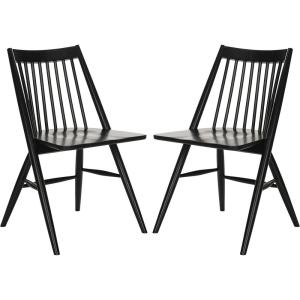 Safavieh Home Collection Wren Grey 19-inch Spindle Dining Chair (Set of 2)(Black)